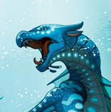 A cropped image of Tsunami from the cover of Wings of Fire: The Lost Heir. She has her mouth open and appears to be roaring.
