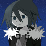 An image of samekichi from wadanohara and the great blue sea, shaded by moonlight and looking down with a smile.