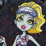 Lagoona Blue from Monster High in sleepwear, she is smiling.